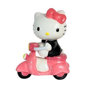 Blue Sky Hello Kitty Figurine Ceramic Riding Pink Vespa Scooter Girl Kawaii Gift